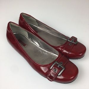 Ecco Red Patent Leather Flats Buckle 41